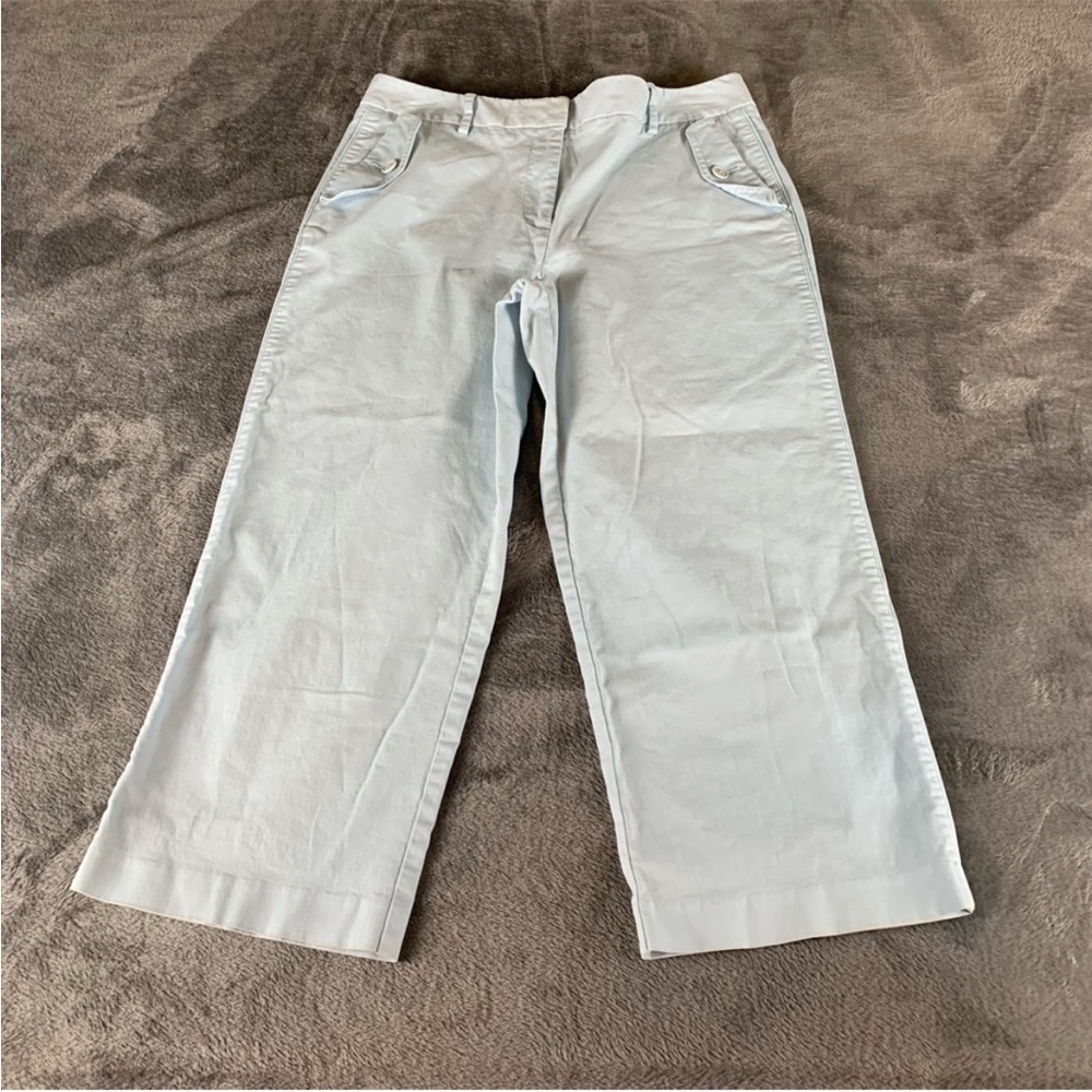 Talbots Cropped Pants Women’s 8 Light Blue‎ Cotton stretch Cropped Casual Preppy